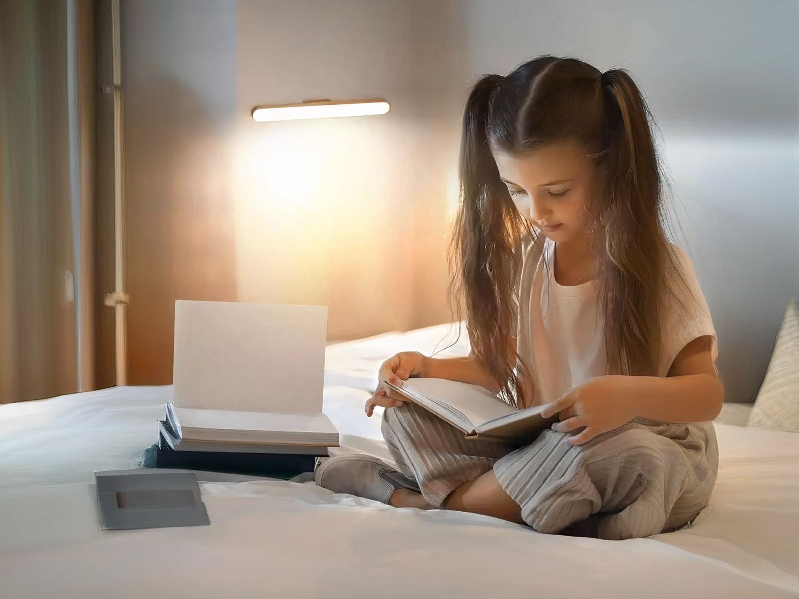 Applique murale LED magnétique sans fil rotative en bois