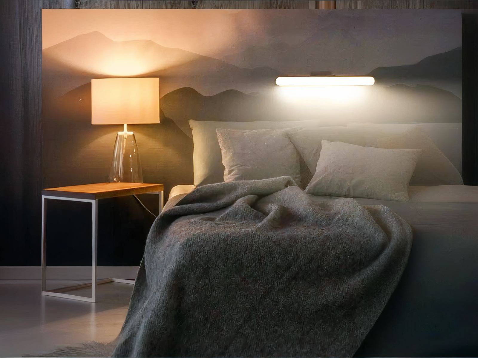 Applique murale LED magnétique sans fil rotative en bois