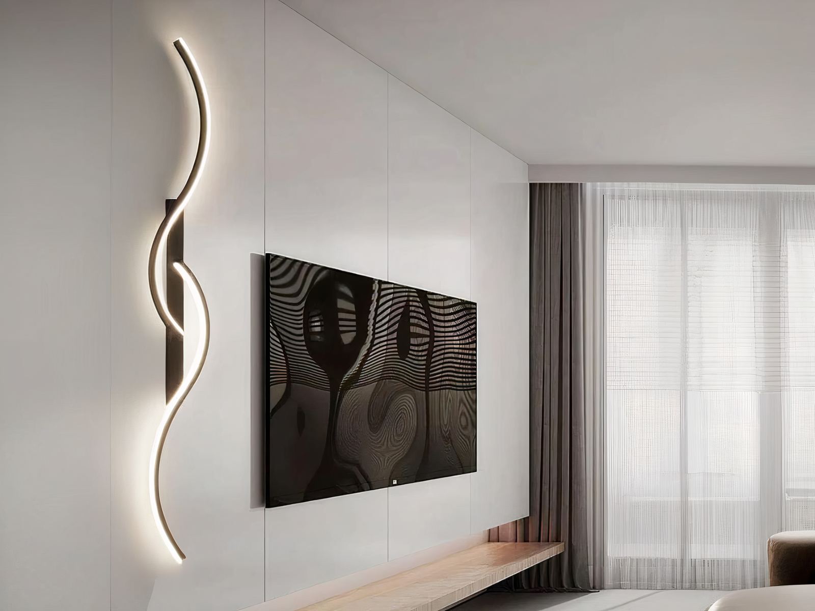 Applique murale LED noire moderne au design double S Applique murale LED noire moderne au design double S – Image 5