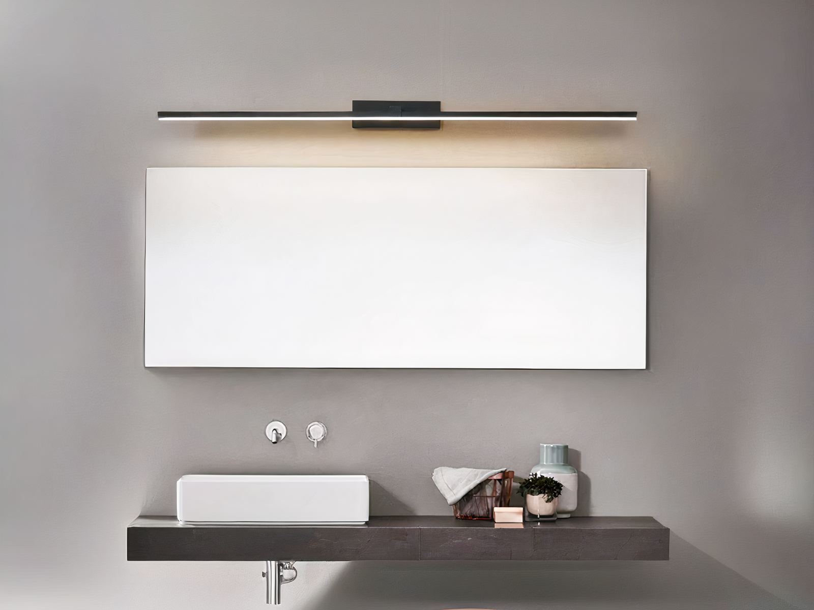 Applique murale LED noire pour miroir