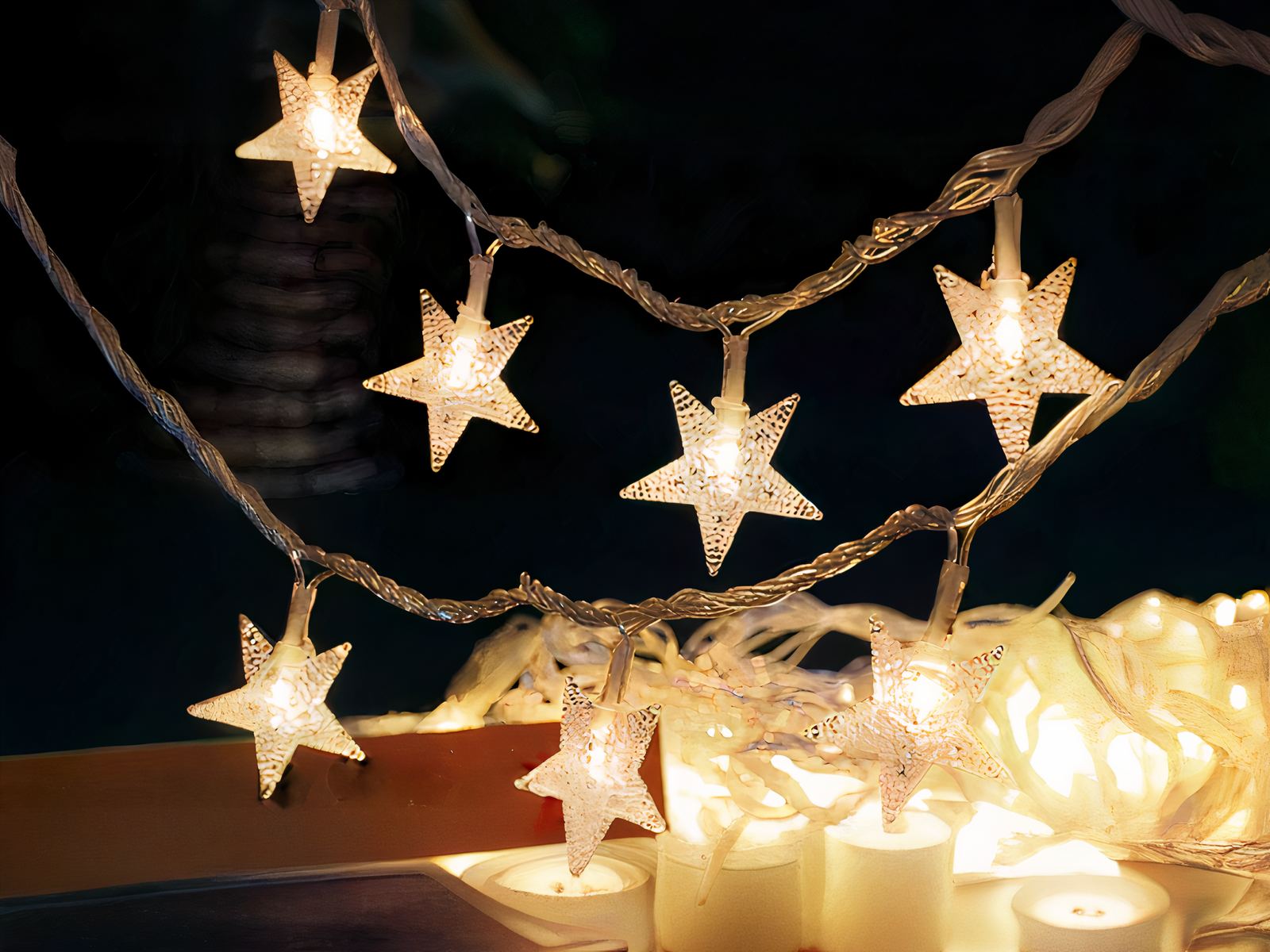 Guirlande LED à pile avec étoiles