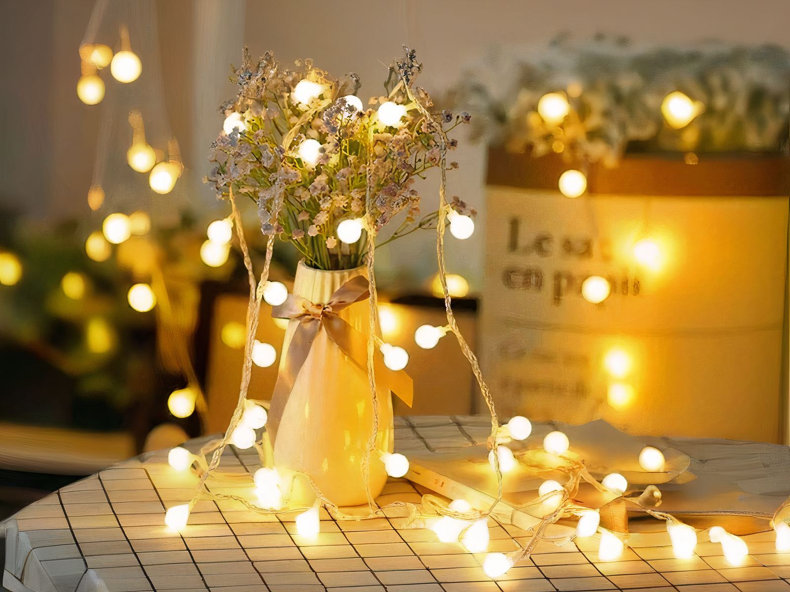 Guirlande LED à pile avec petites boules