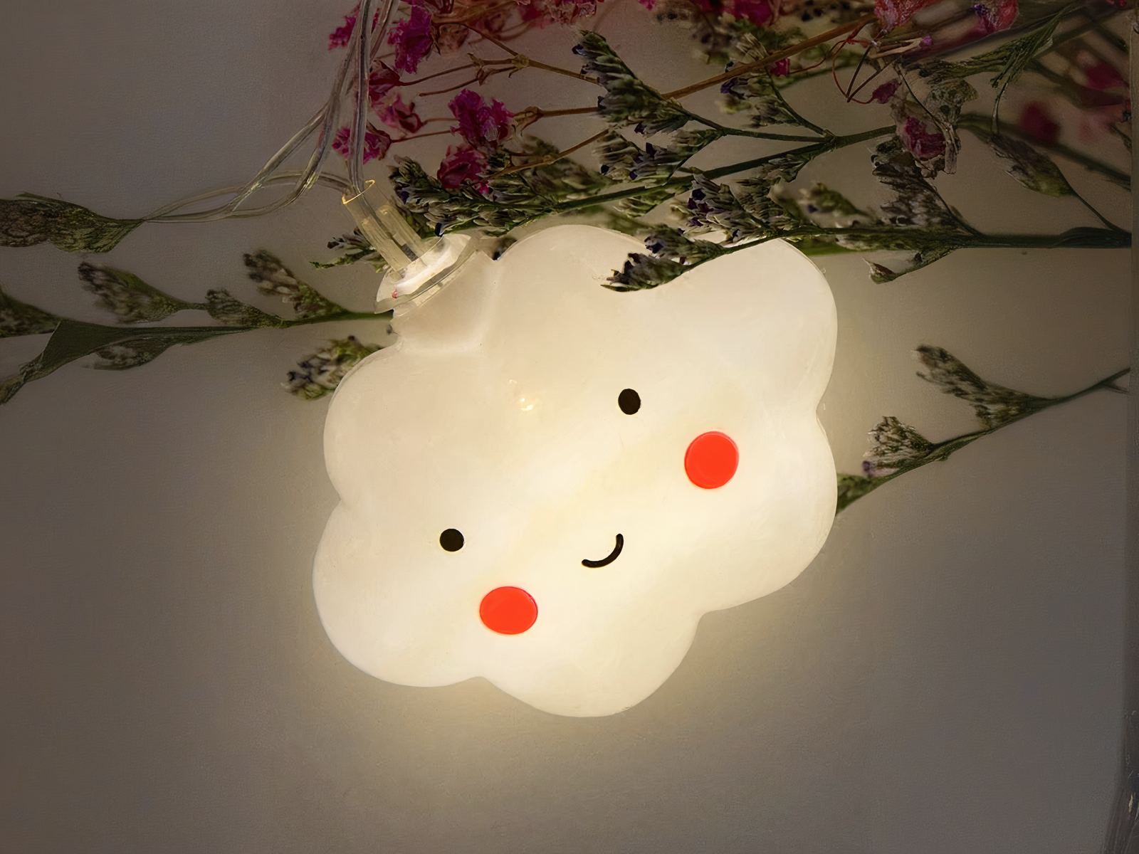 Guirlande LED à pile nuages sourires
