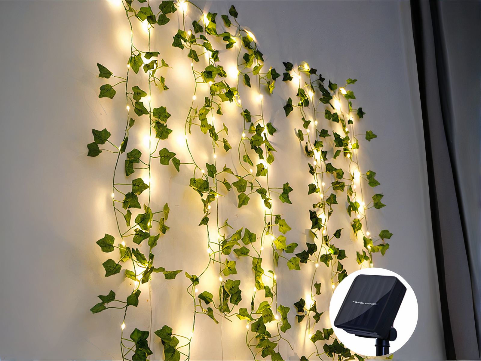 Guirlande led exterieur avec des fausses feuilles de vigne