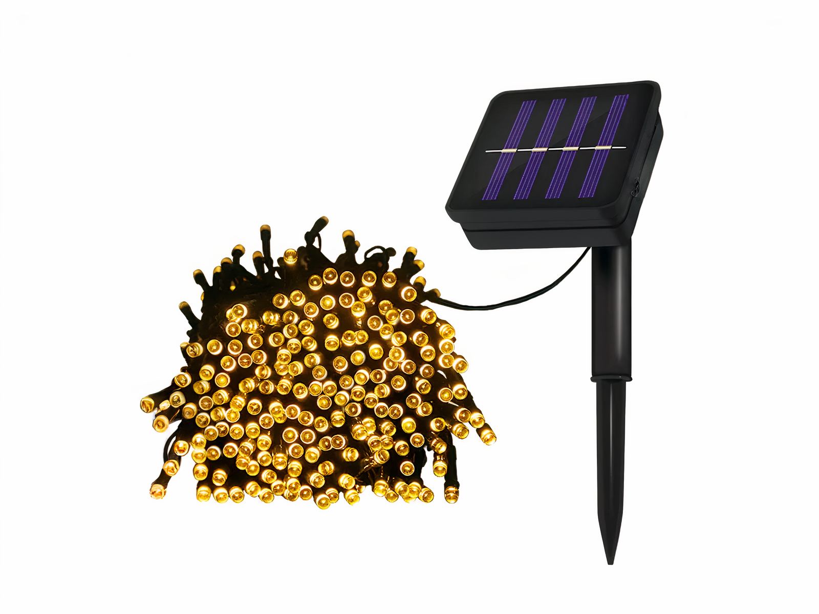 Guirlande led exterieur scintillante et solaire sur fond blanc