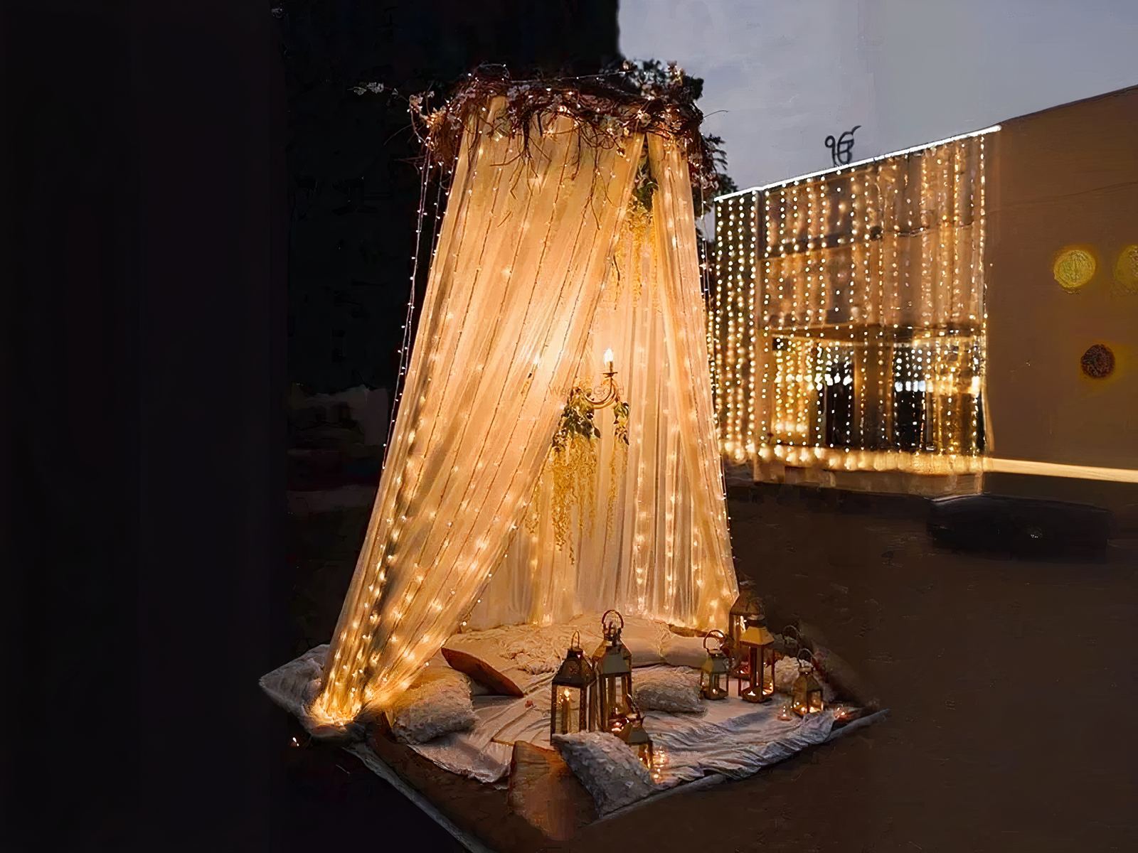 Guirlande LED solaire style rideau lumineux