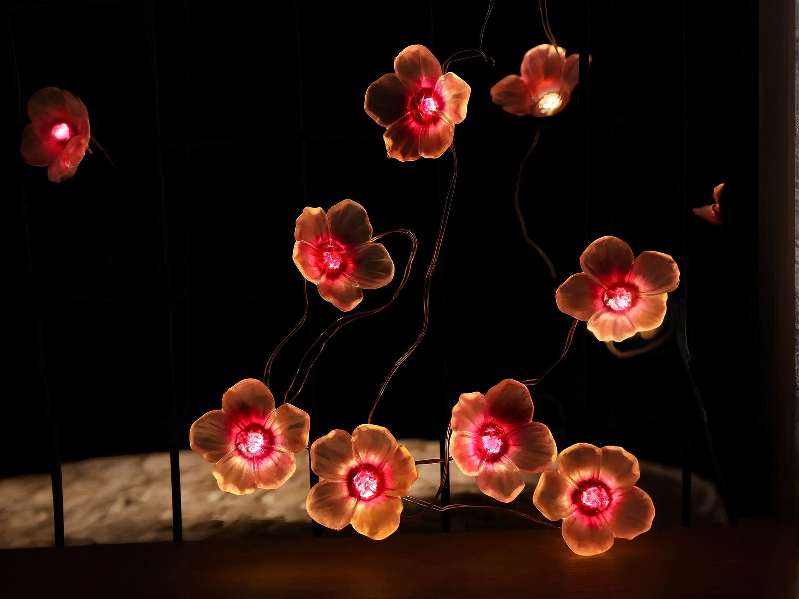 Guirlande mini LED design en forme de fleurs roses