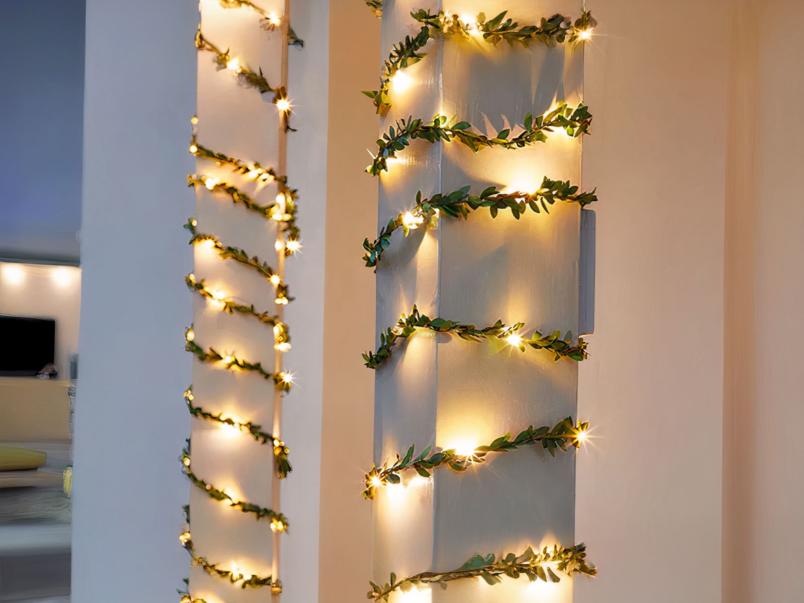 Guirlande mini LED élégante avec feuilles vertes