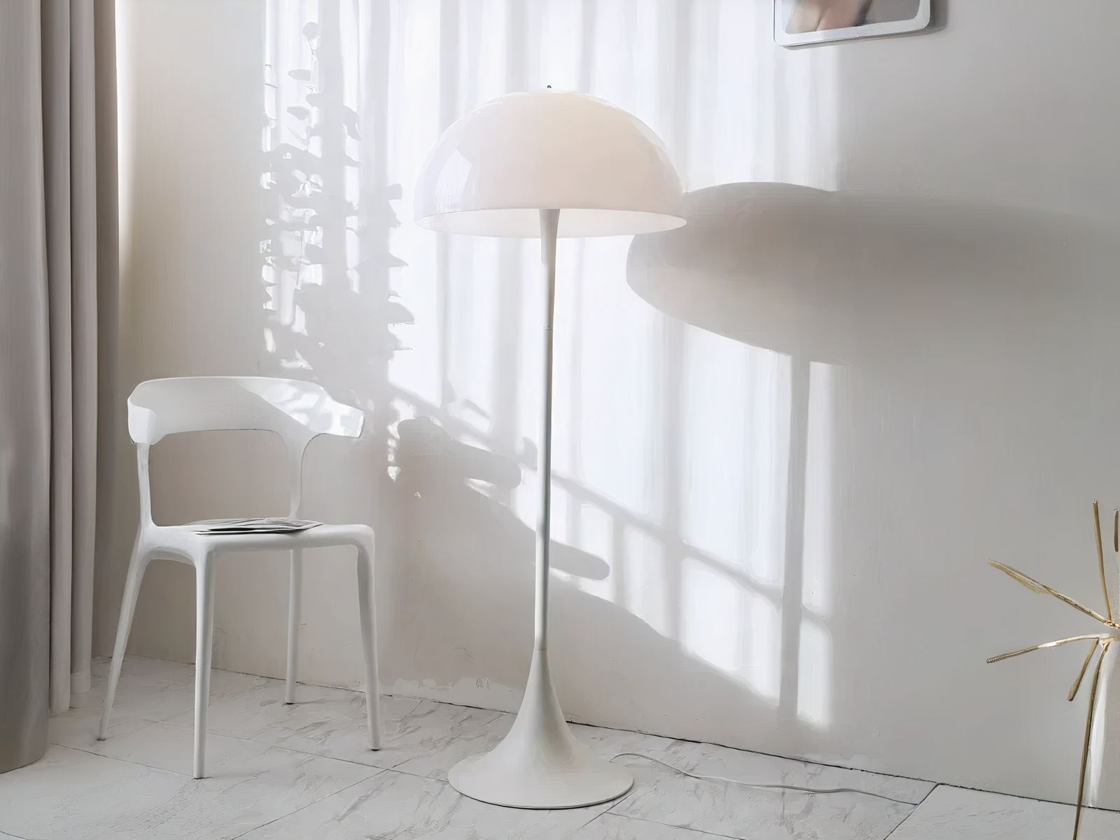 Lampadaire LED blanc moderne abat-jour champignon