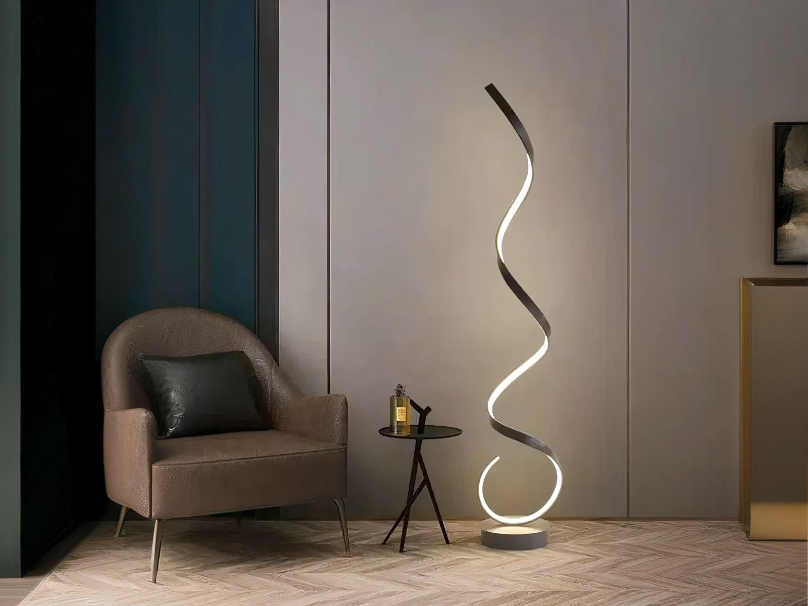 Lampadaire LED design moderne en spirale