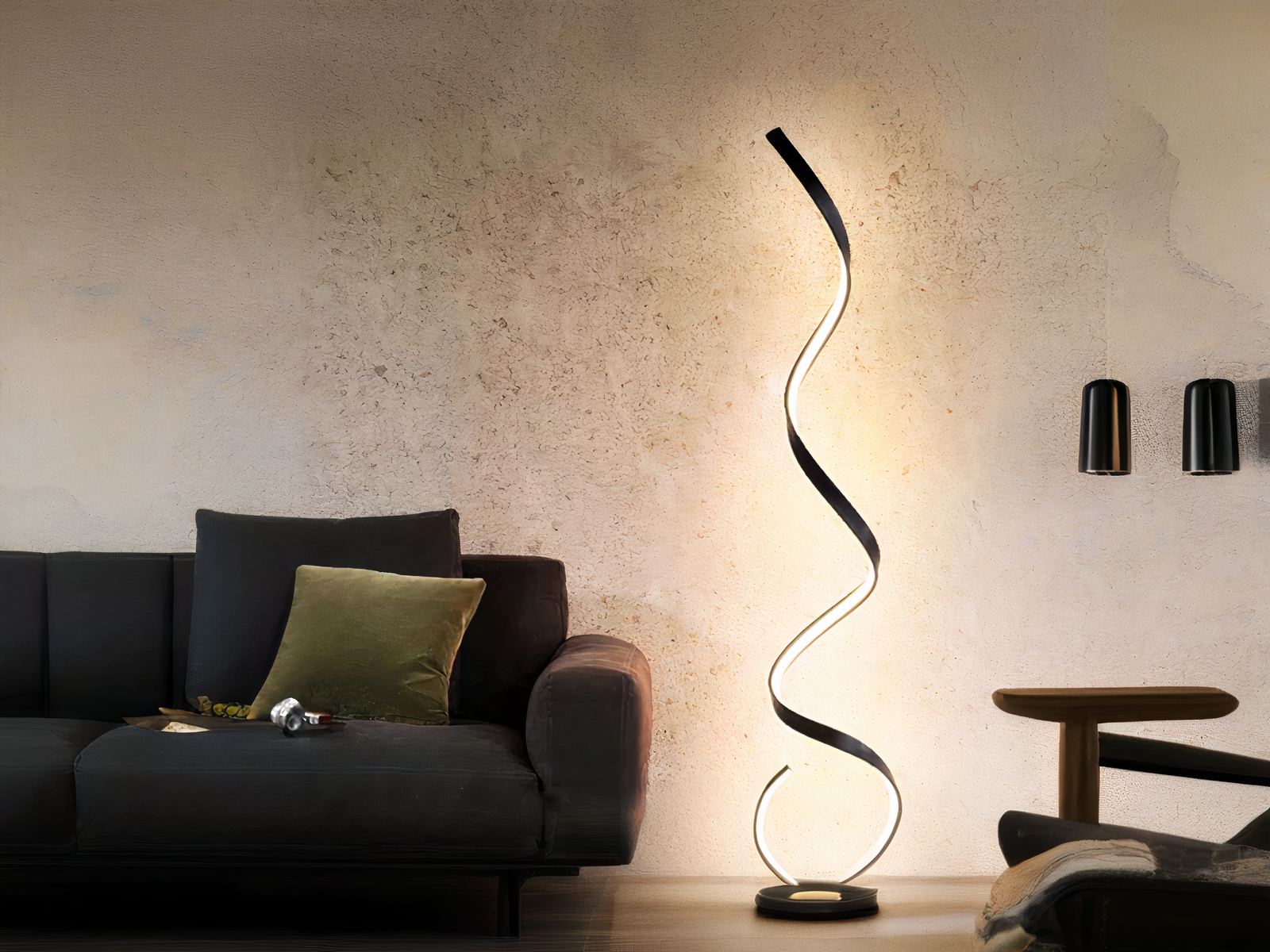 Lampadaire LED design moderne en spirale