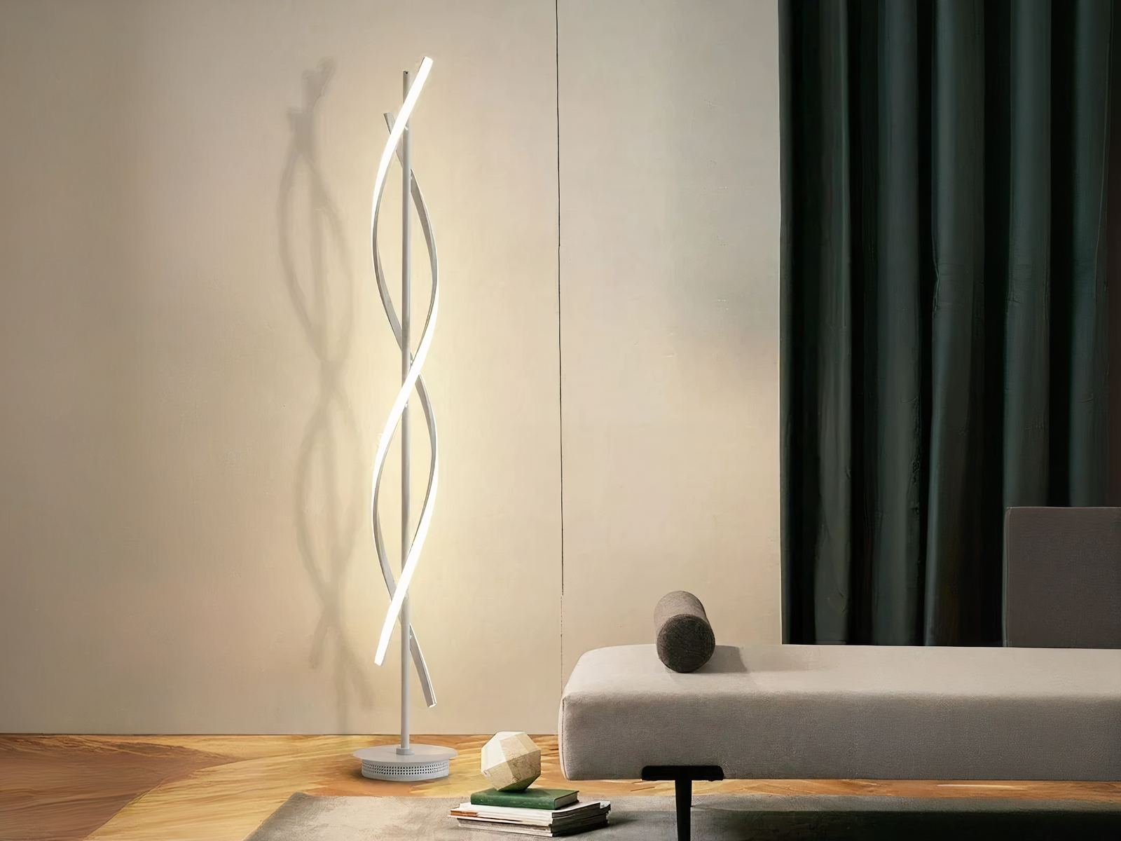 Lampadaire LED en spirale au design moderne
