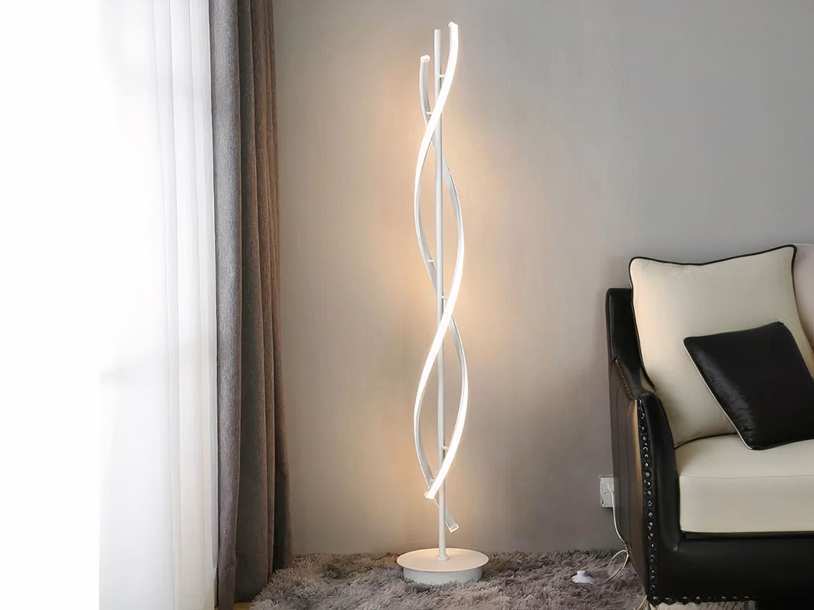 Lampadaire LED en spirale au design moderne