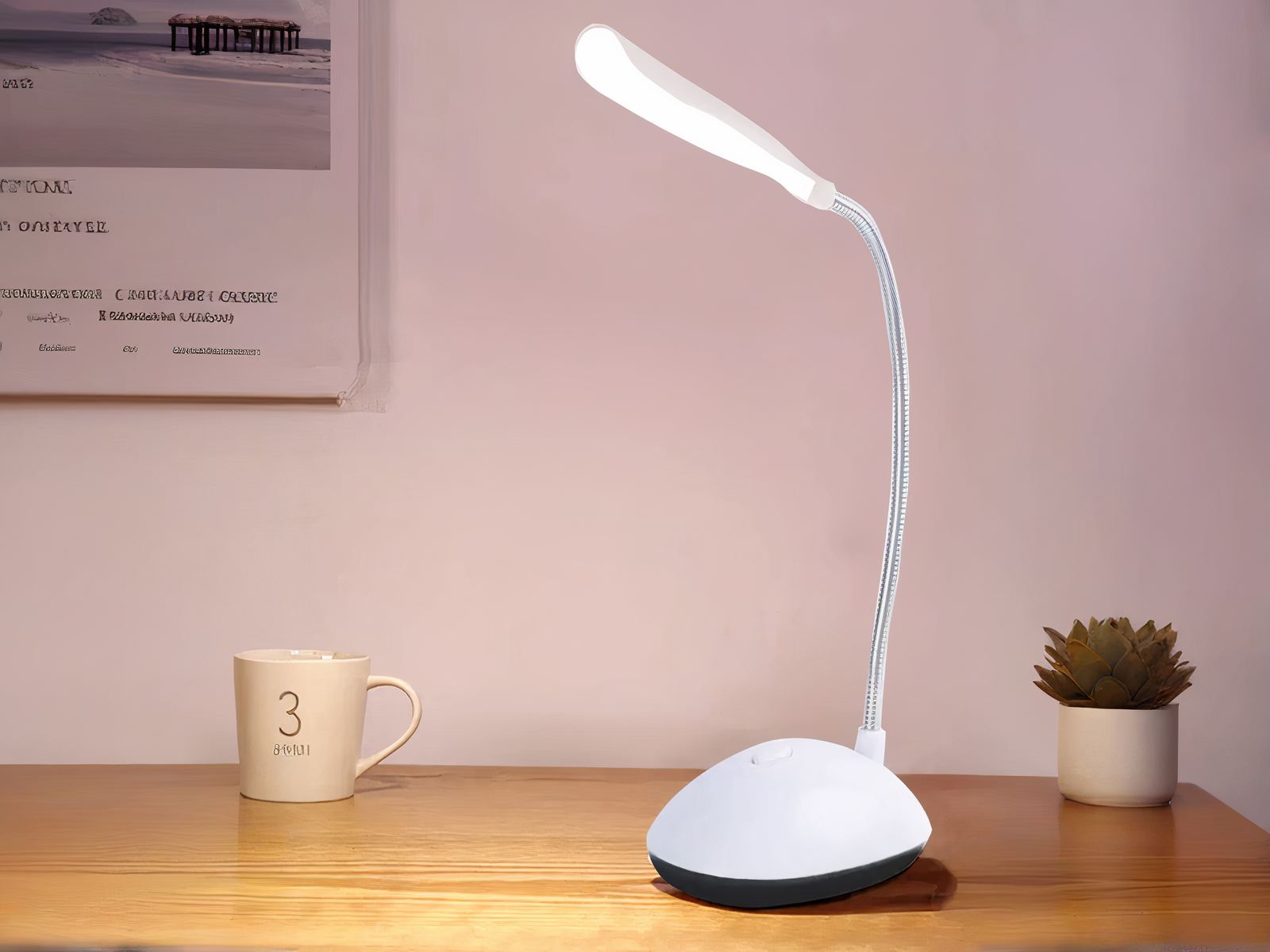 Lampe de bureau LED Blanche Pratique et Pliante