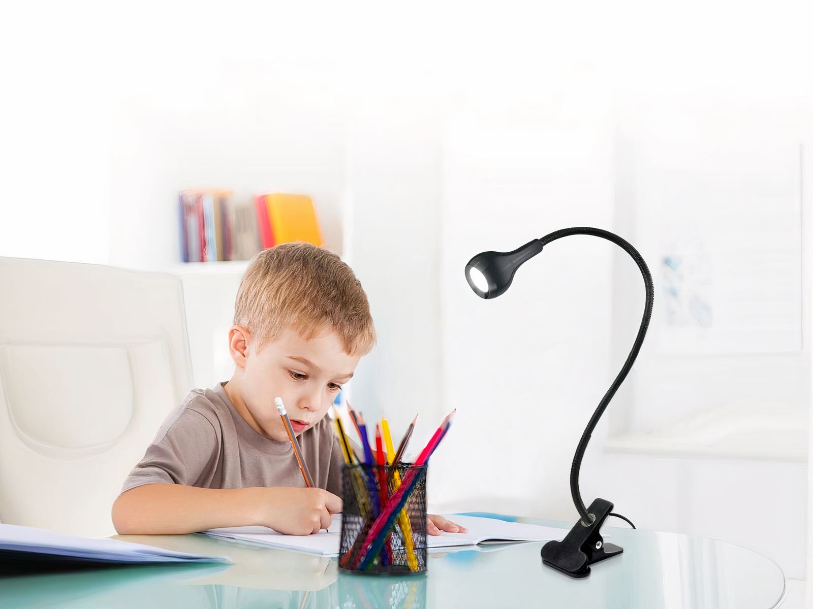 Lampe de bureau LED noir flexible et réglable