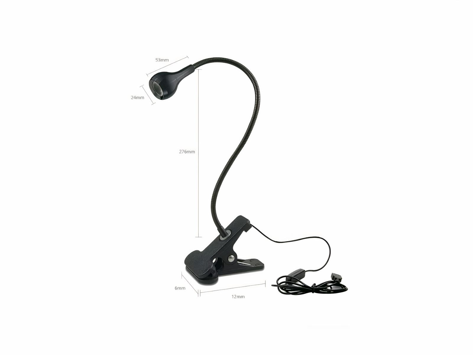 Lampe de bureau LED noir flexible et réglable