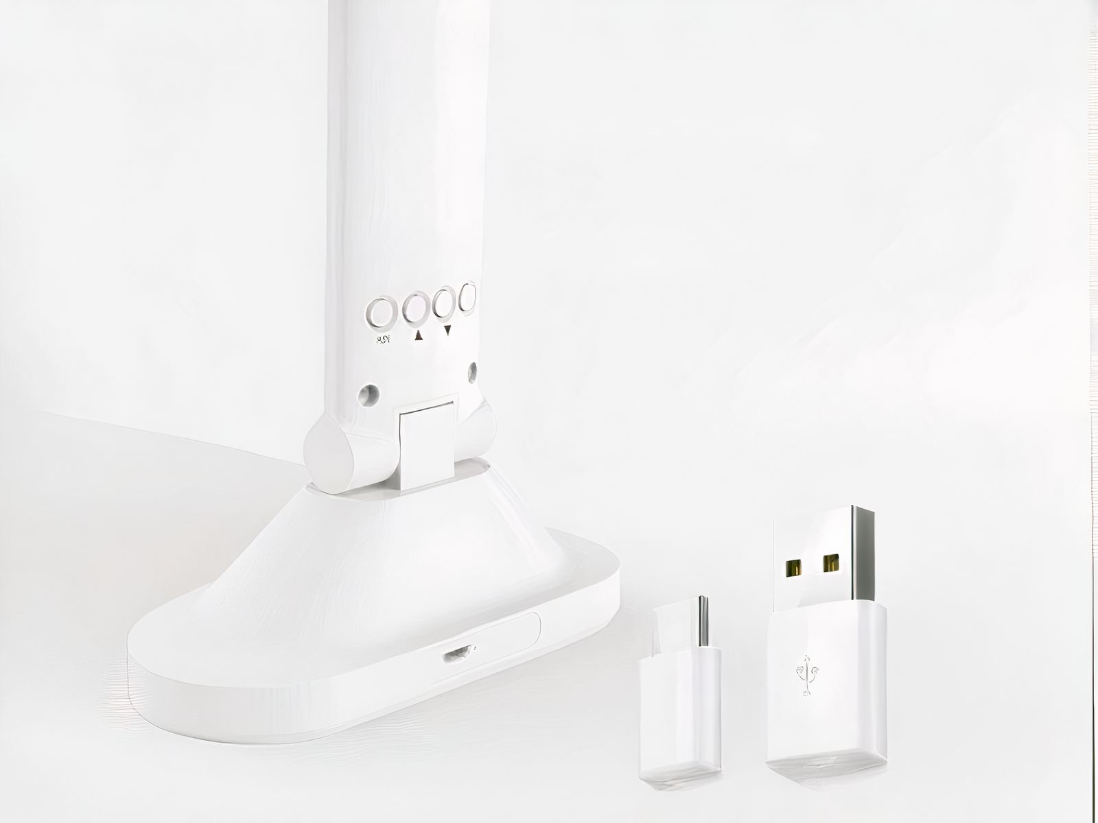 Lampe de bureau LED pliante et tactile allumée sur un bureau