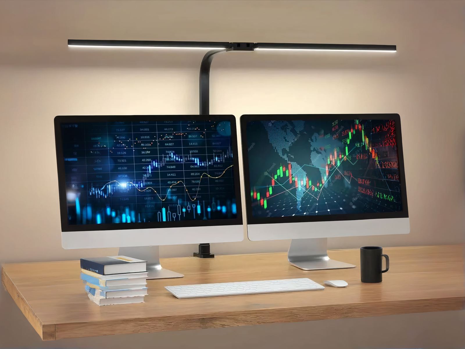 Lampe de bureau LED pratique à double tête