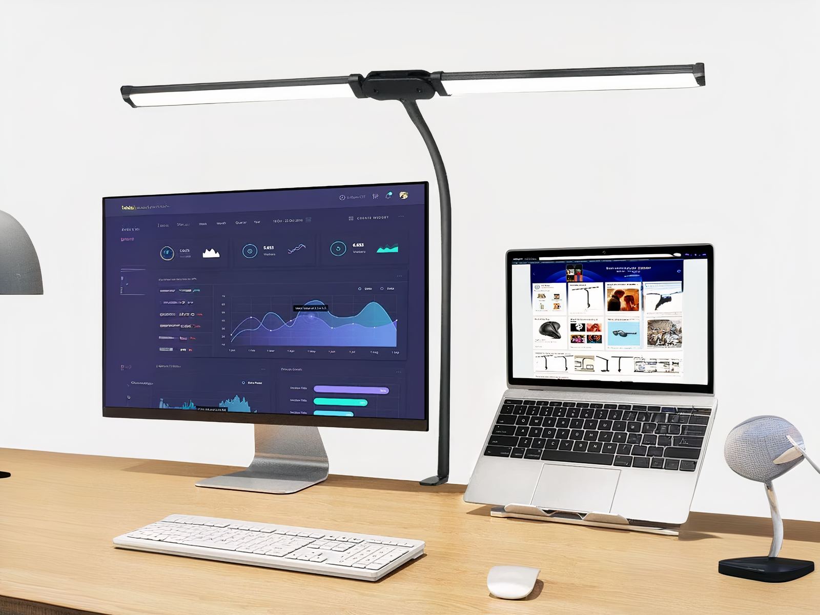 Lampe de bureau LED pratique à double tête