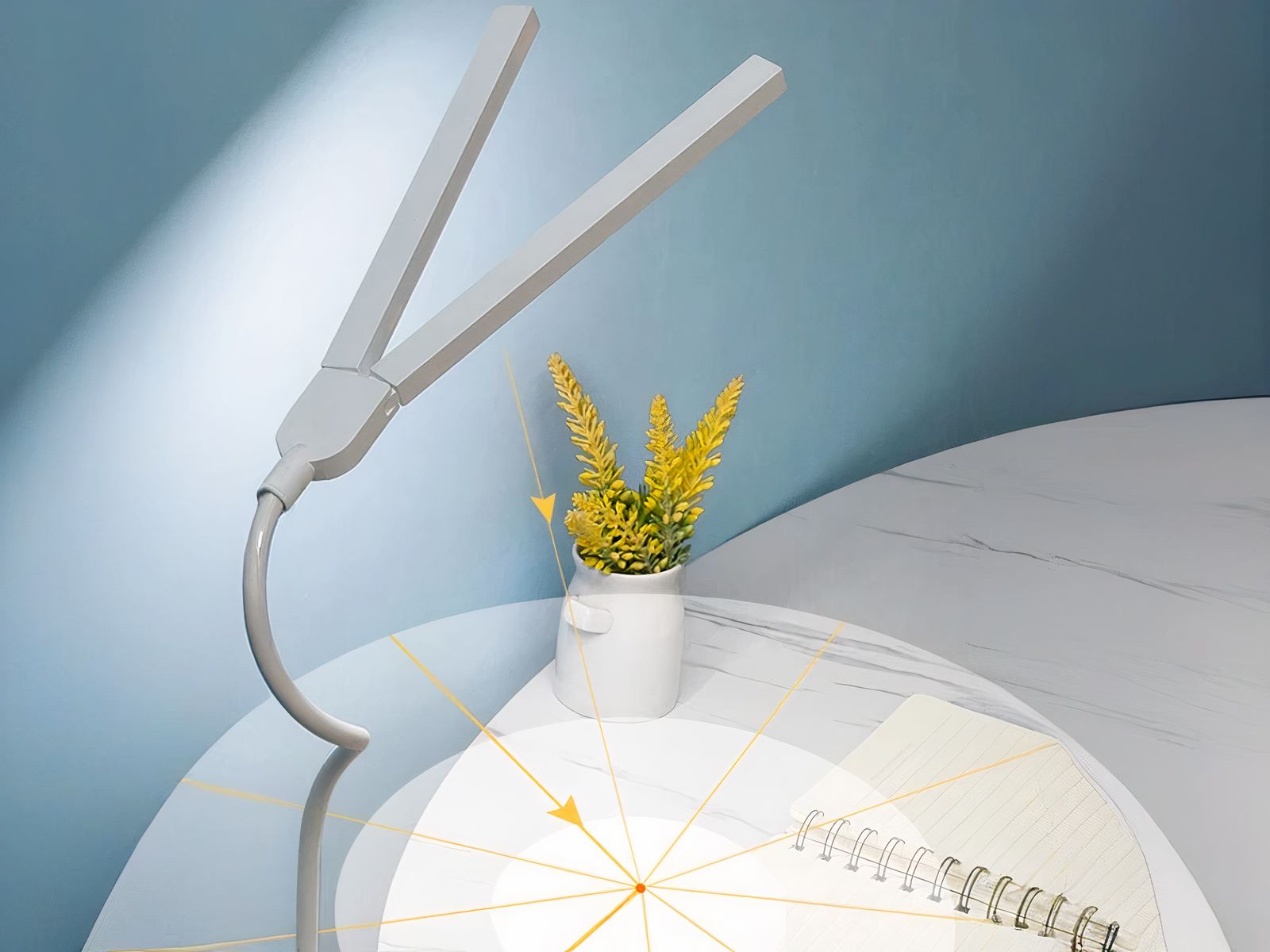 Lampe de bureau LED tactile à double tête
