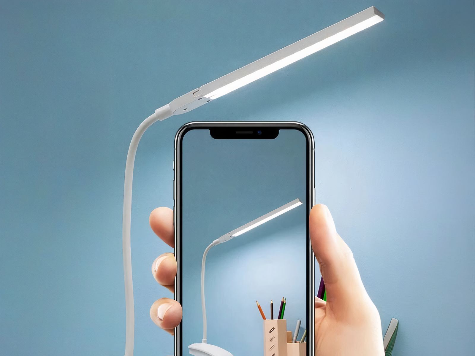 Lampe de bureau LED tactile à double tête