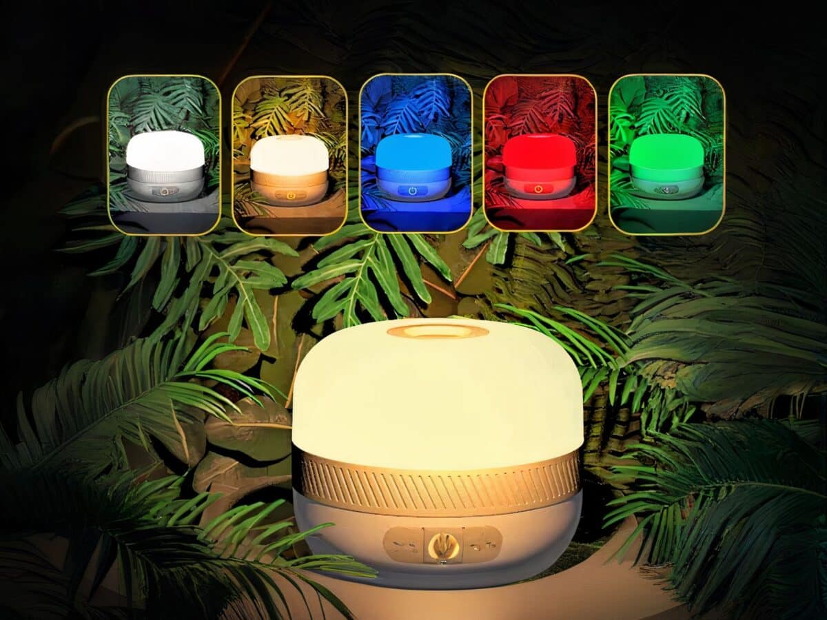 Lampe de camping LED avec lumière variable et poignée