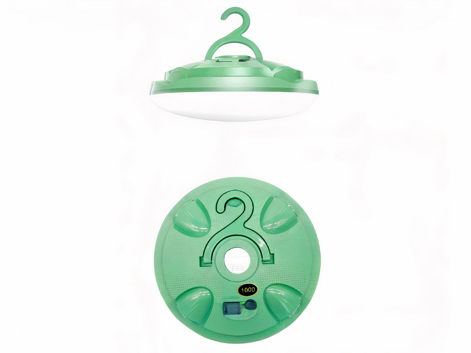 Lampe de camping LED légère et aimantée sur fond blanc