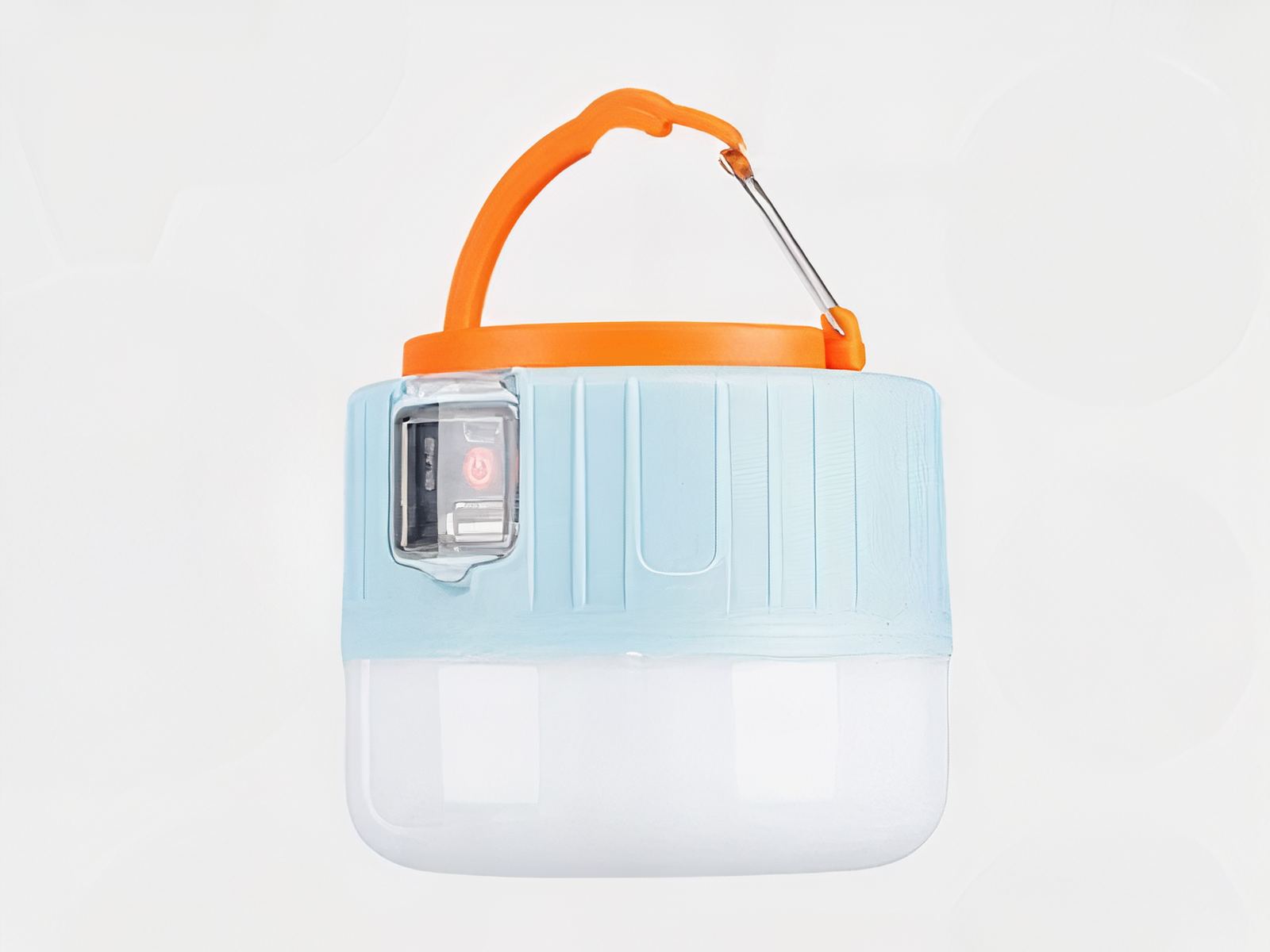 Lampe de camping LED style lanterne moderne sur fond gris