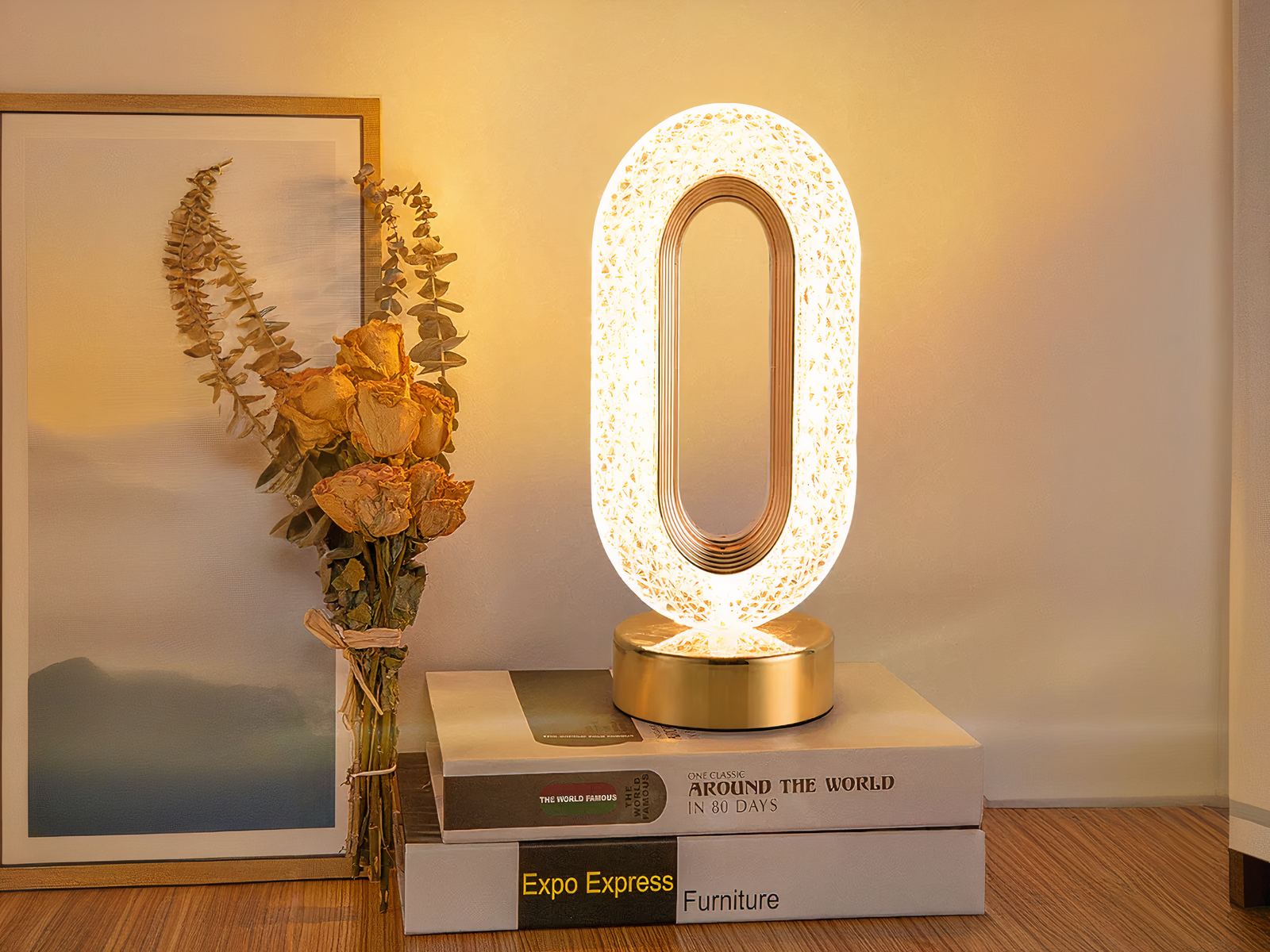 Lampe de chevet LED design en métal doré