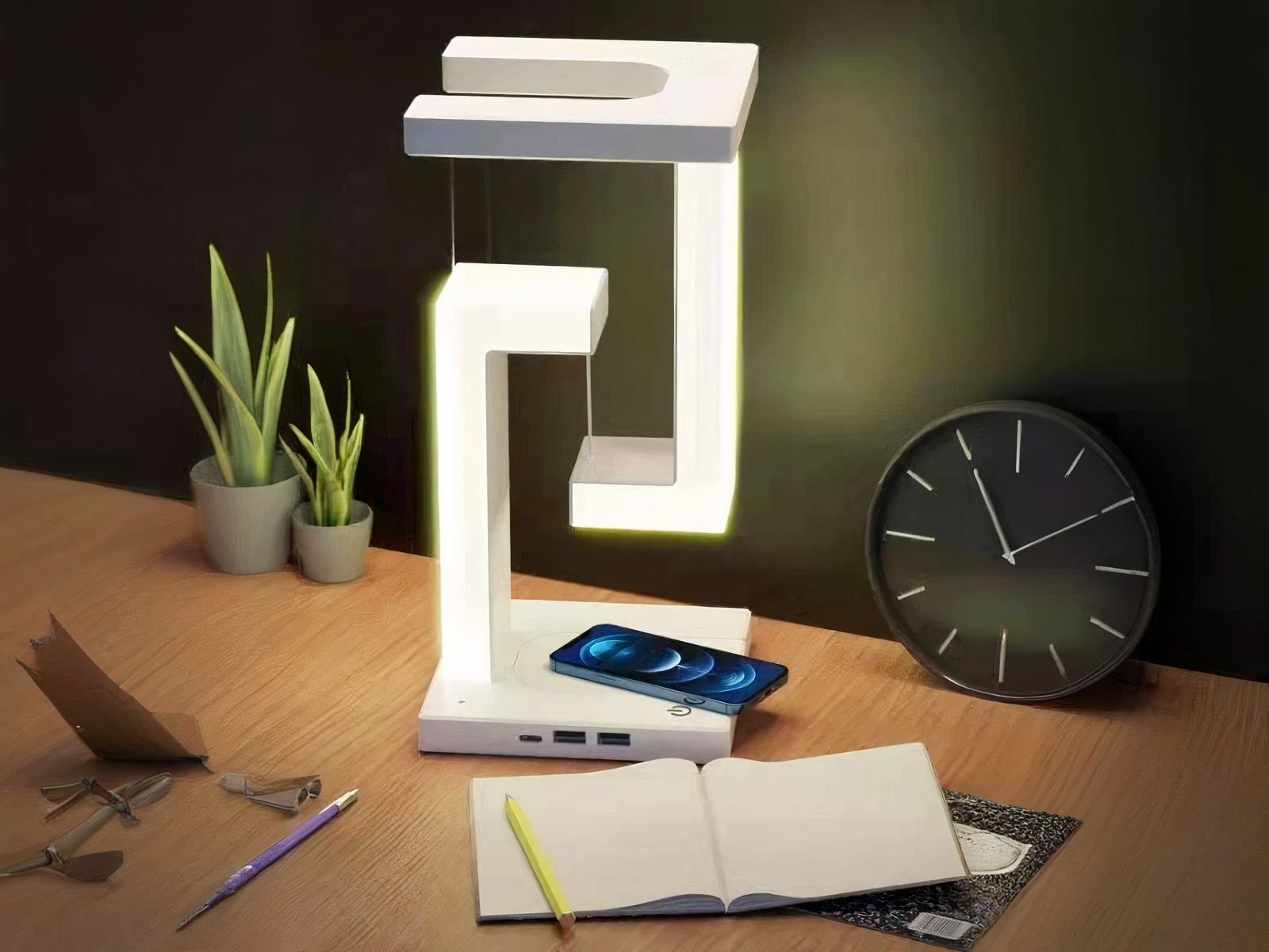 Lampe de chevet LED design et décorative blanche