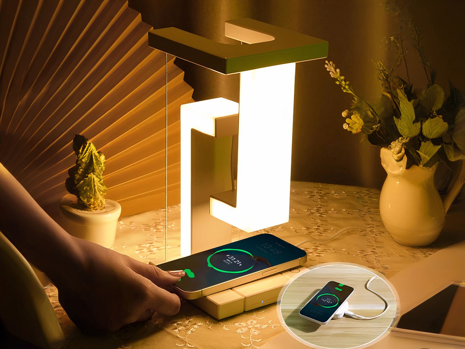 Lampe de chevet LED design et décorative blanche