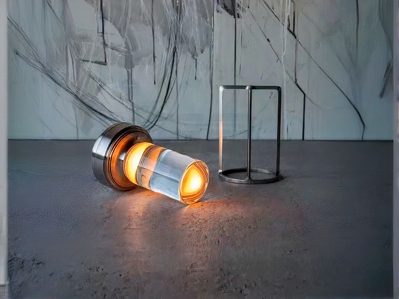 Lampe de chevet LED style lanterne en aluminium argenté