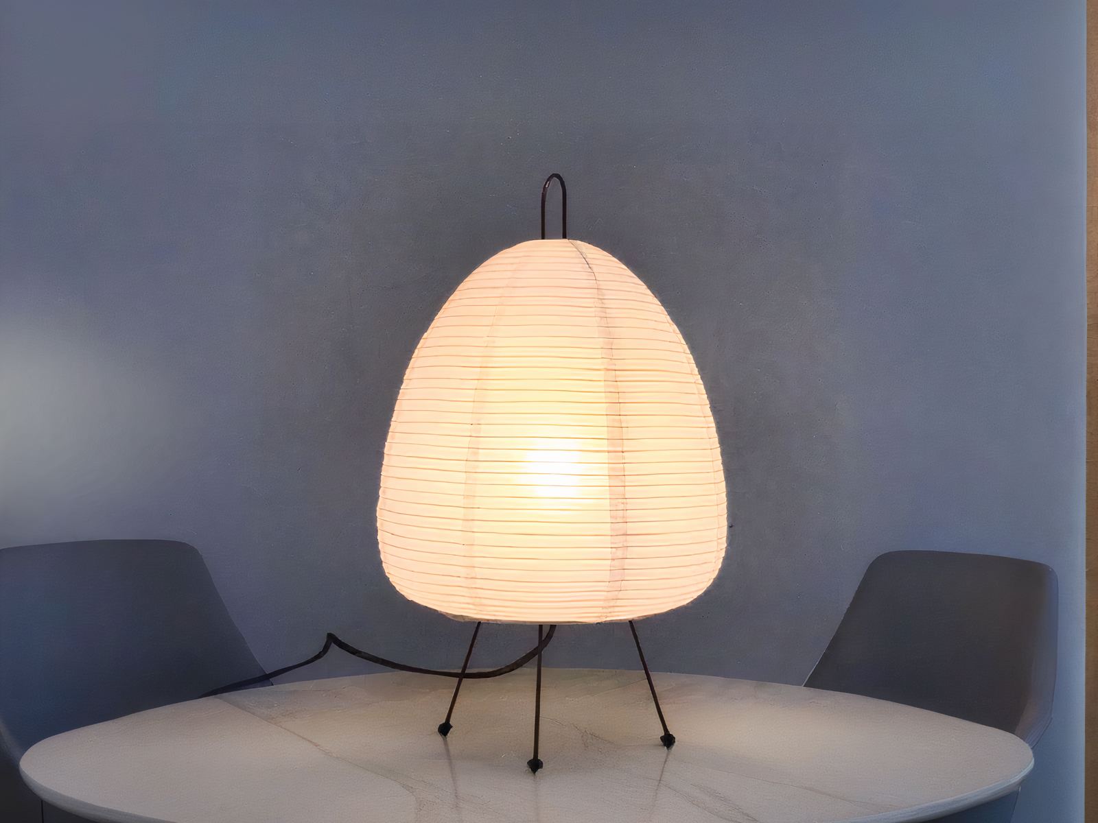 Lampe de chevet LED style lanterne japonaise blanche Lampe de chevet LED style lanterne japonaise blanche – Image 2