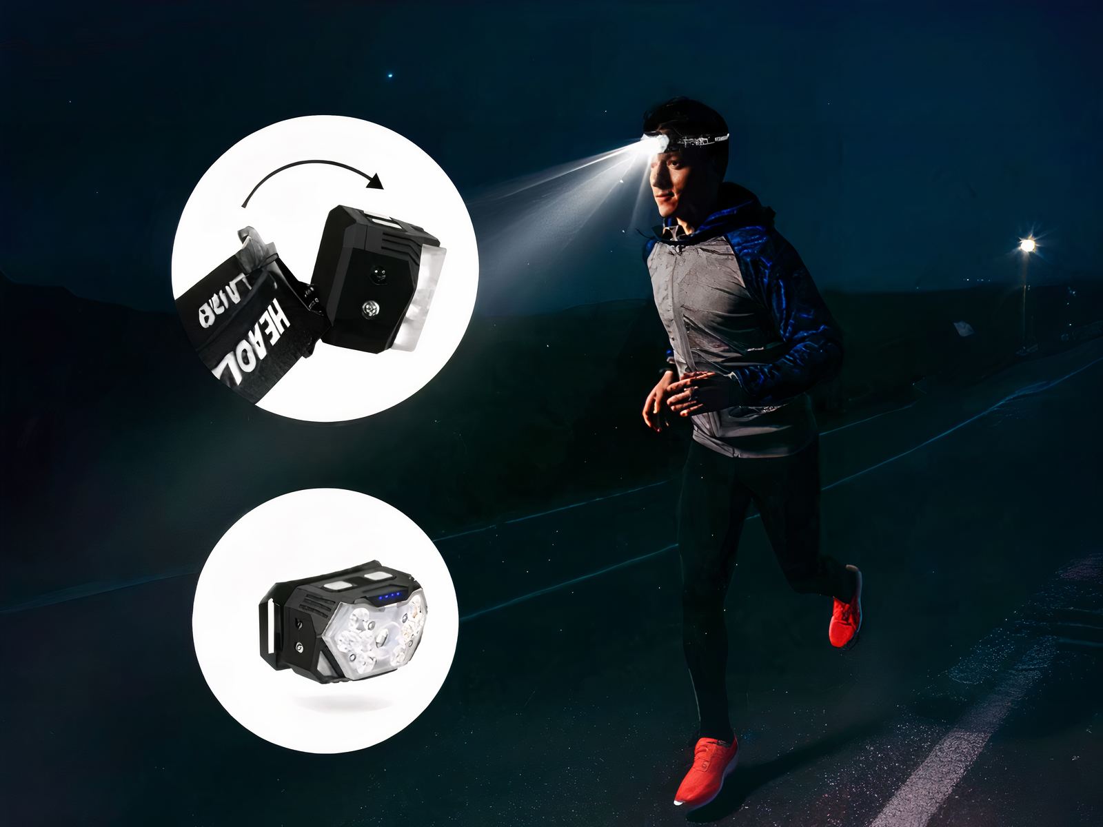 Lampe frontale LED avec capteur de mouvement