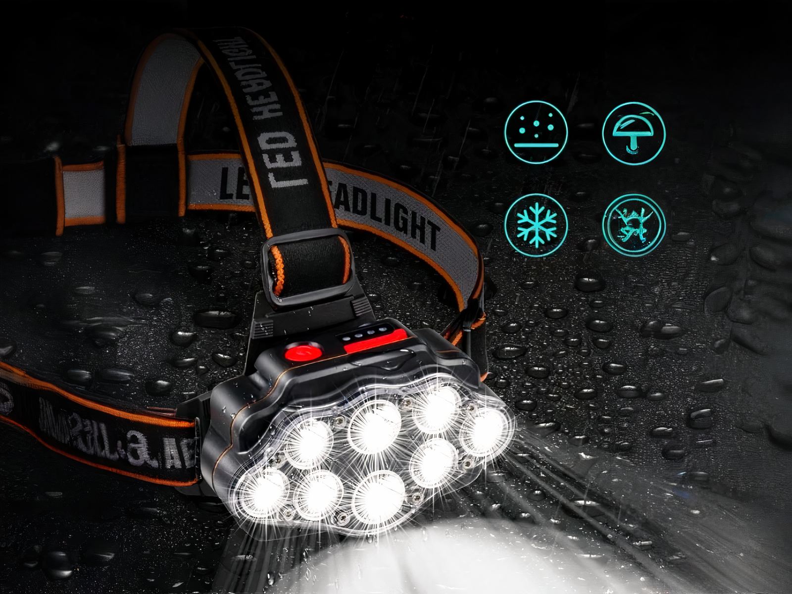 Lampe frontale LED avec élastique ajustable