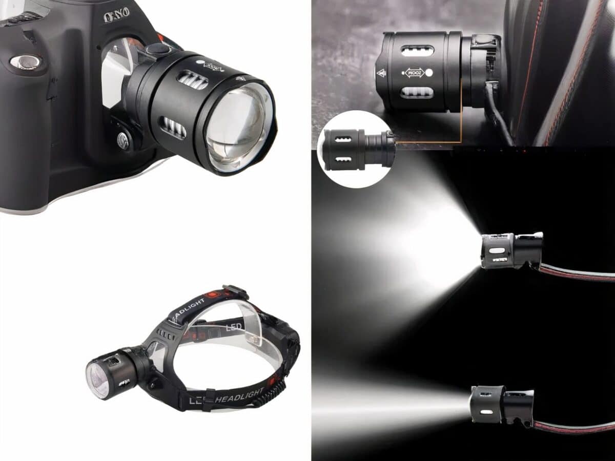 Lampe frontale LED avec faisceau lumineux réglable