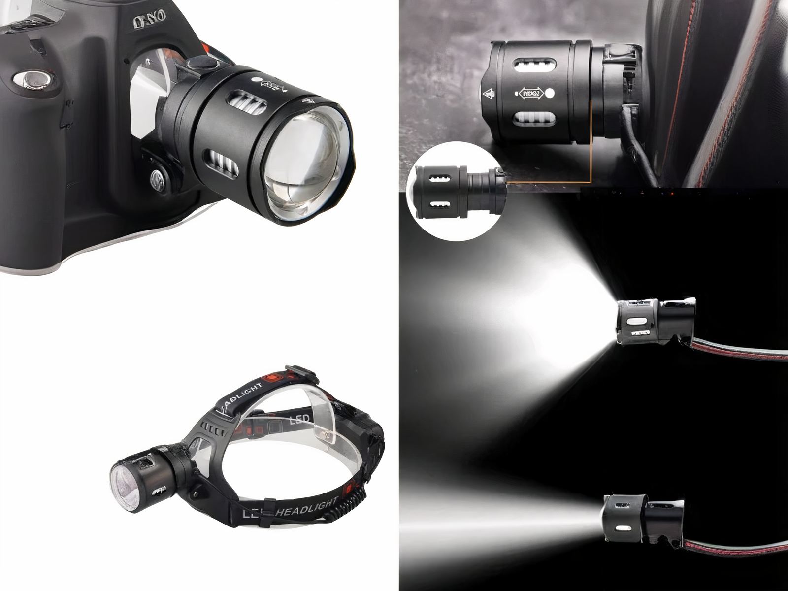 Lampe frontale LED avec faisceau lumineux réglable