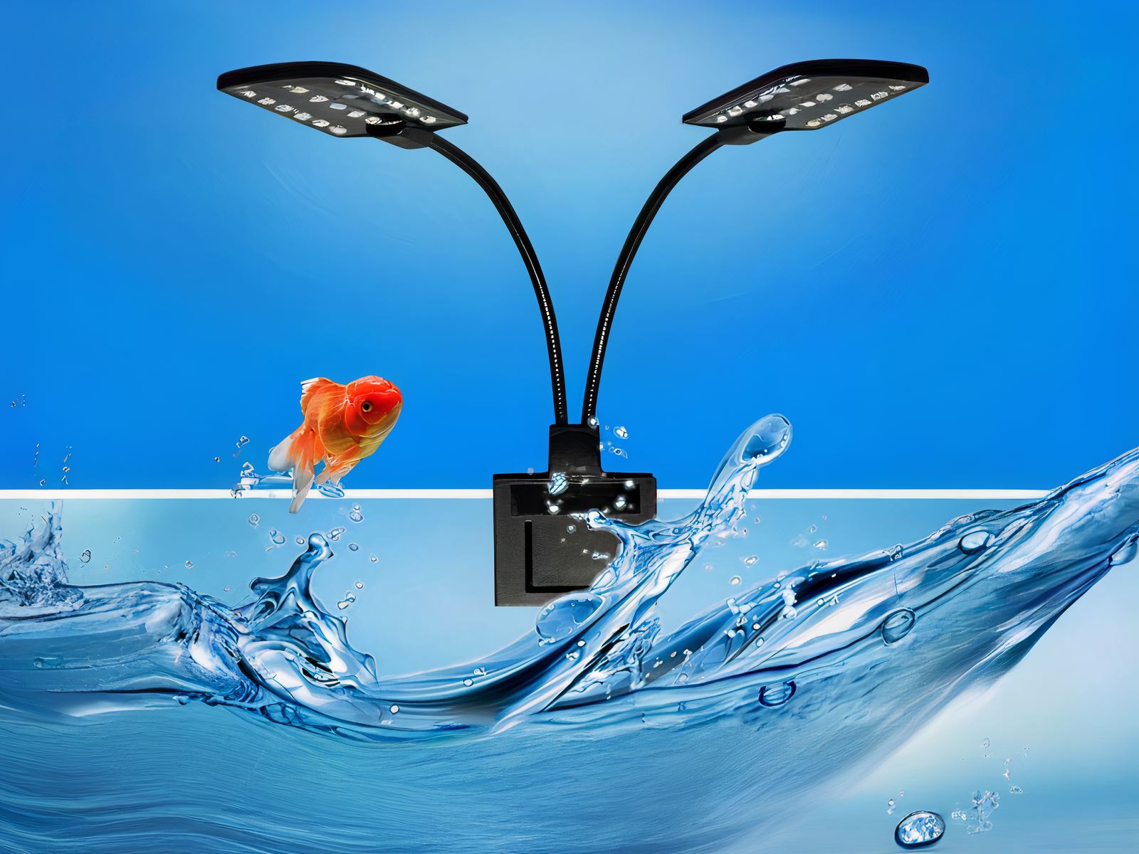 Lampe LED aquarium flexible à deux têtes