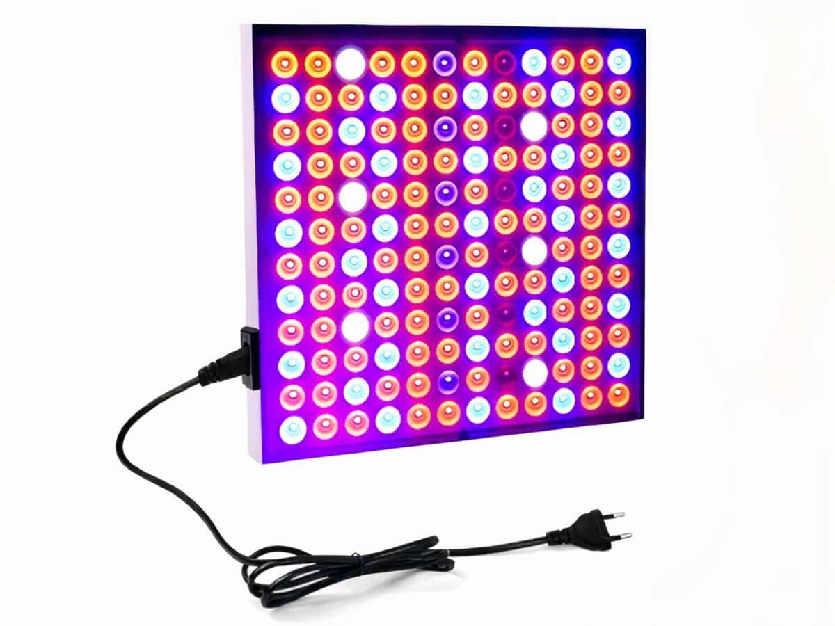 Lampe LED horticole carrée avec câbles de suspension