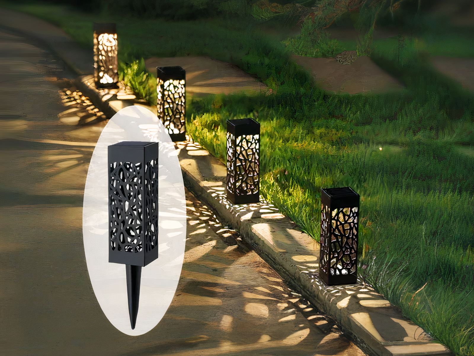 Lampe LED solaire noire design et élégante