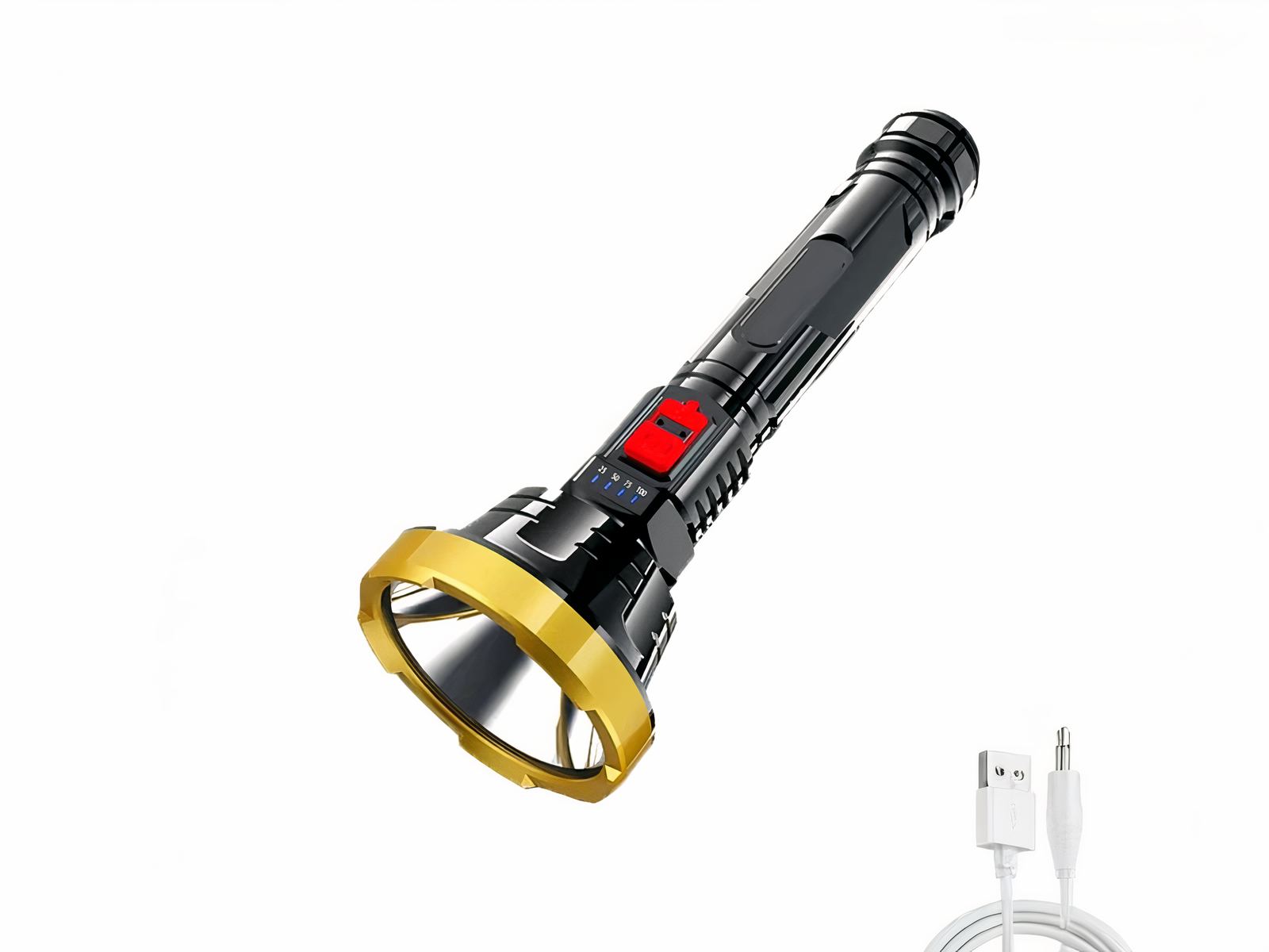 Lampe longue portée LED tendance et fiable sur fond blanc