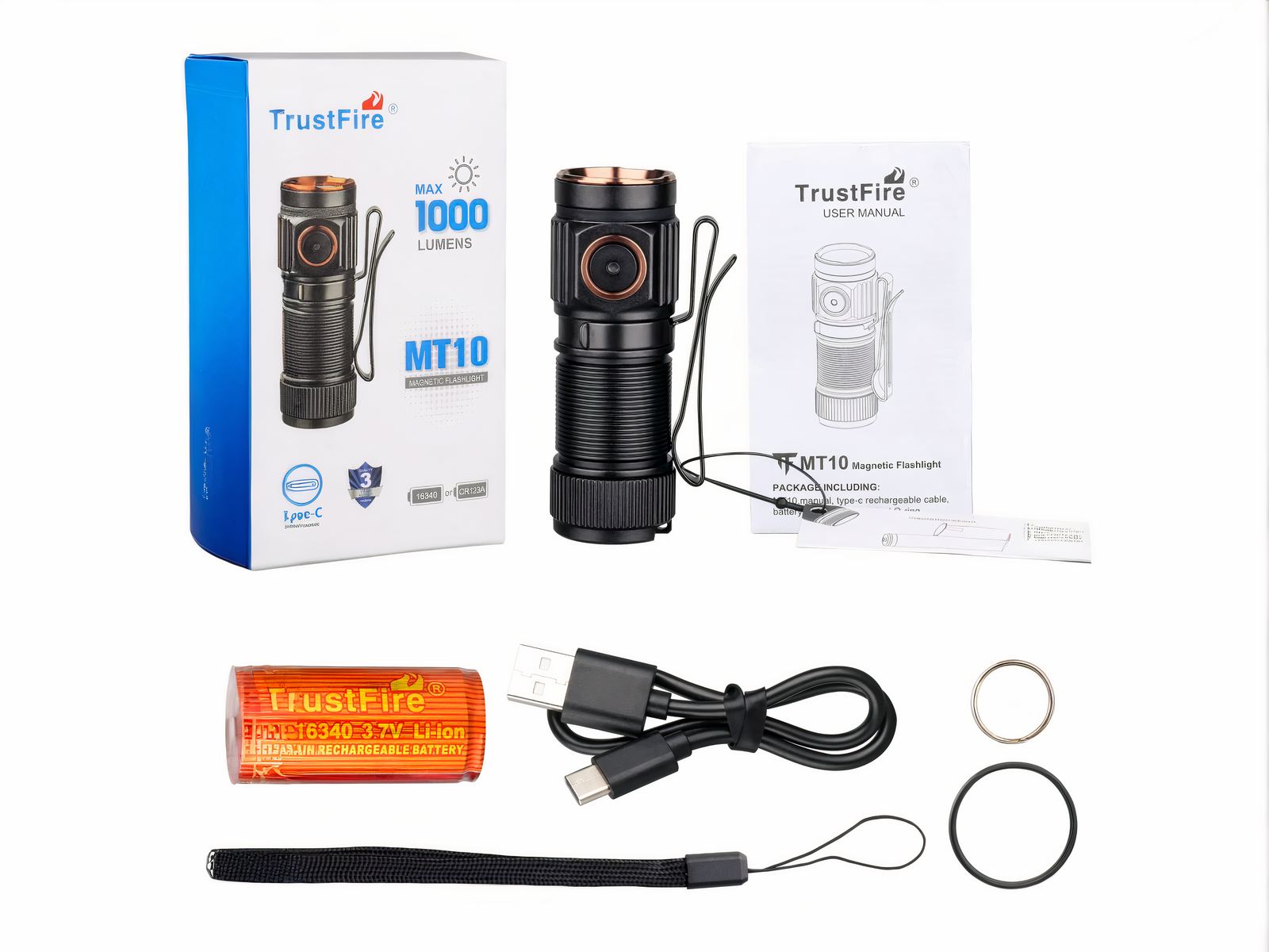 Lampe torche LED noire design et pratique