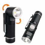Lampe torche LED rotative avec base magnétique Lampe torche LED rotative avec base magnétique sur fond blanc