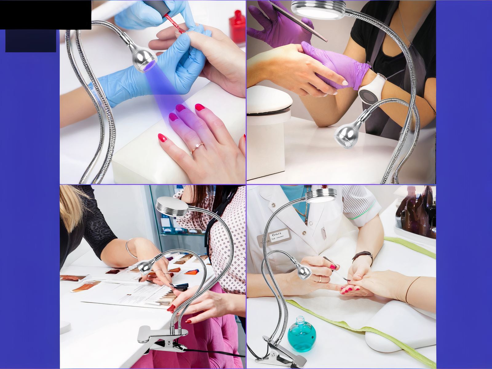 Lampe UV LED argentée à double tête