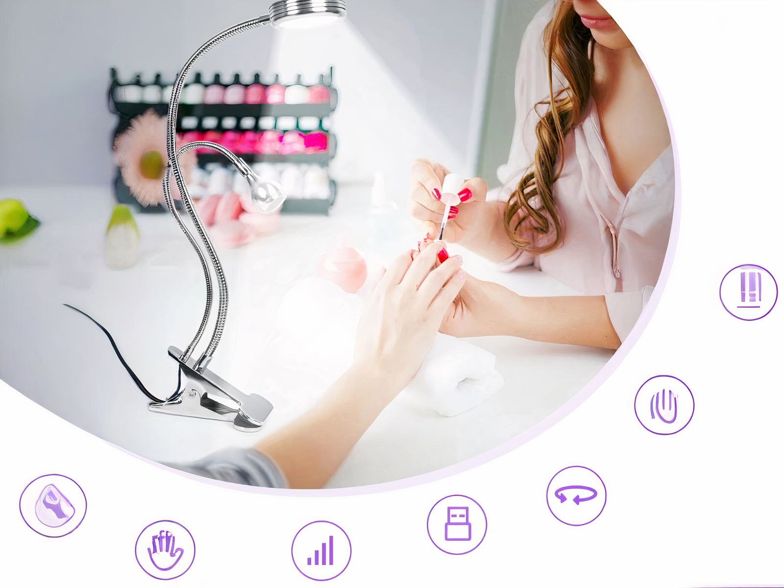 Lampe UV LED argentée à double tête