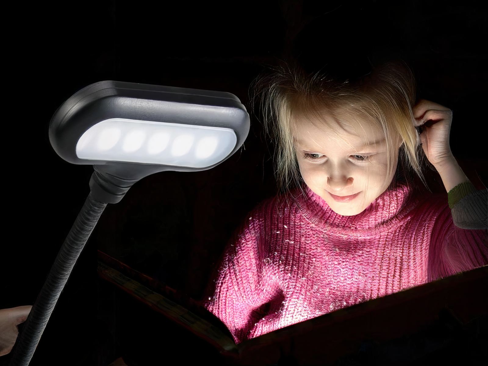 Liseuse LED noire flexible à pince