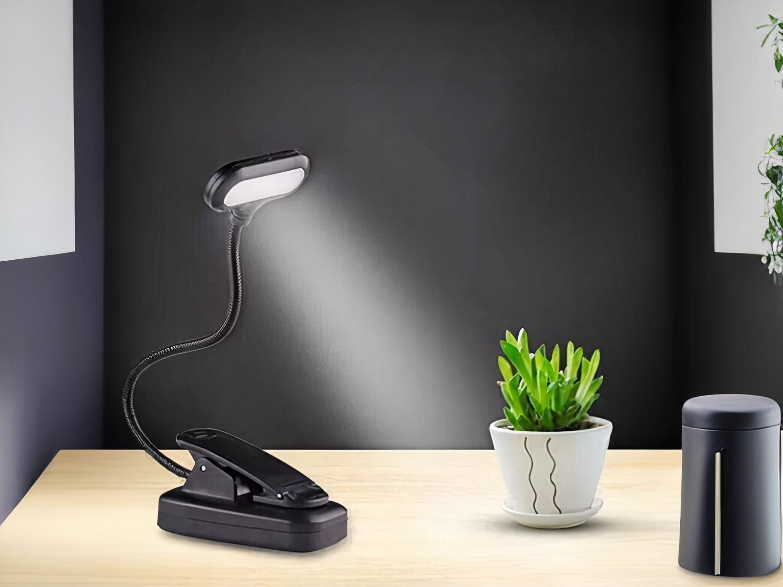 Liseuse LED noire flexible à pince