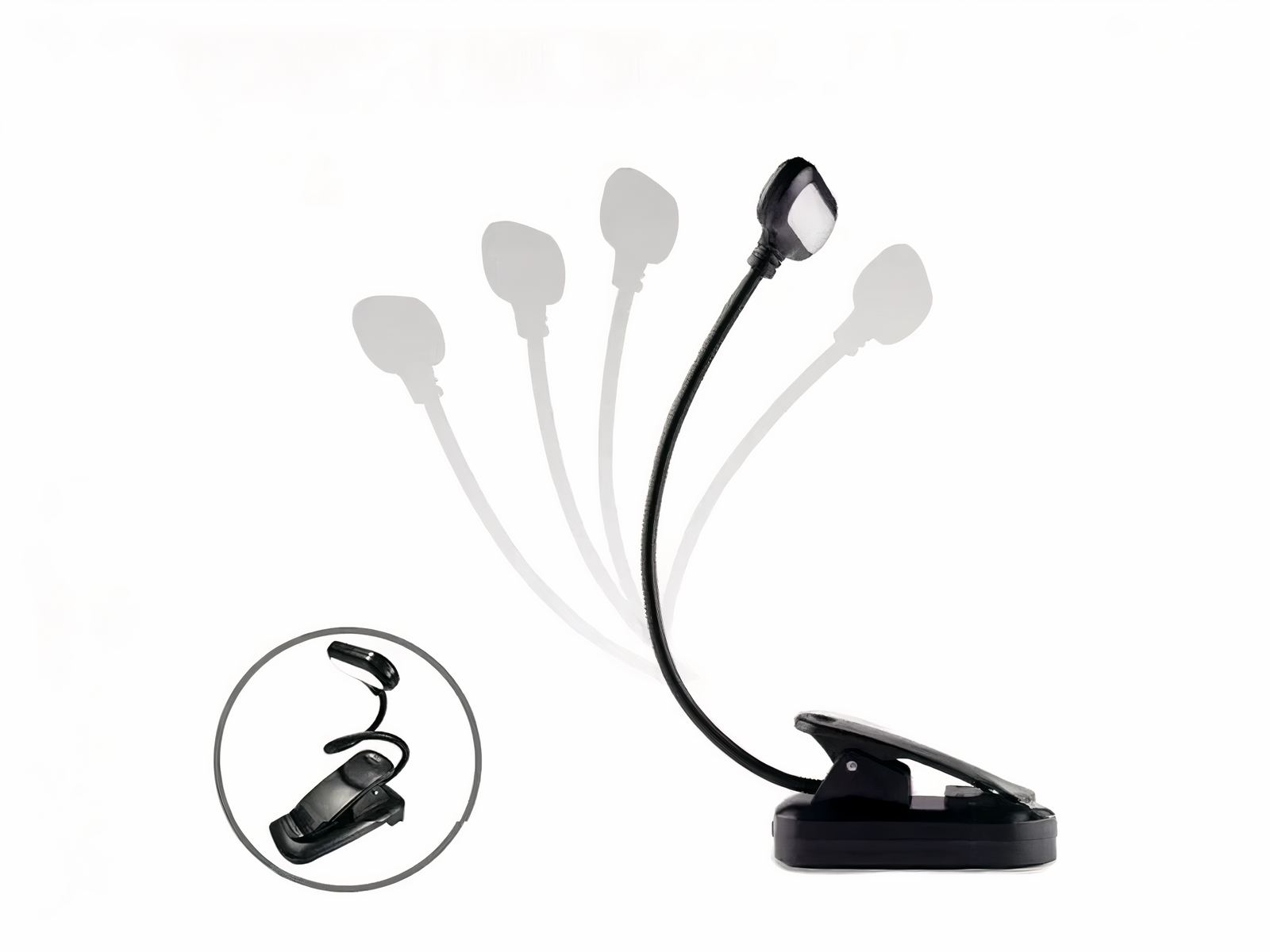 Liseuse LED noire flexible à pince Liseuse LED noire flexible à pince – Image 5