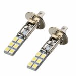 Lot de 2 phares LED ampoules H1 antibrouillards Lot 2 phares LED ampoules H1 antibrouillards, composés de 6 LED sur chaque face. Sur fond blanc.
