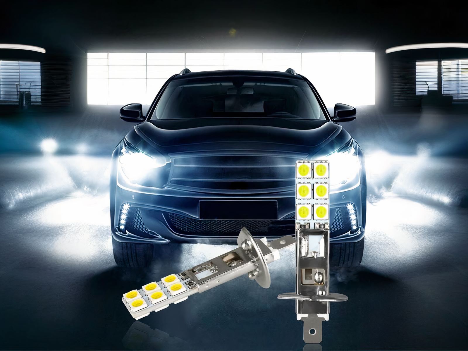 Lot 2 phares LED ampoules H1 antibrouillards